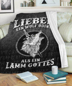 Viking Blanket Lieber Ein Wolf Odins Als Ein Lamm Gottes Sherpa Fleece Blanket Gifts for Viking Lovers