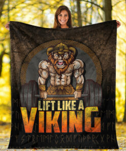 Viking Blanket Lift Like A Viking Sherpa Fleece Blanket Gifts for Viking Lovers