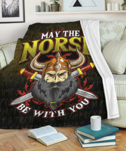 Viking Blanket May The Norse Be With You Sherpa Fleece Blanket Gift