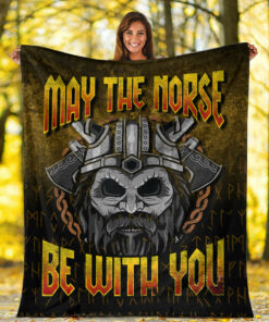 Viking Blanket May The Norse Be With You Sherpa Fleece Blanket Gifts for Viking Lovers
