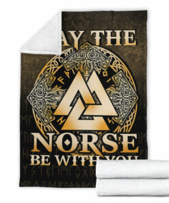Viking Blanket May The Norse Be With You Viking Gold Version Sherpa Fleece Blanket Gifts for Viking Lovers