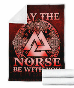 Viking Blanket May The Norse Be With You Viking Red Version Sherpa Fleece Blanket Gifts for Viking Lovers