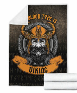 Viking Blanket My Blood Type is Viking Sherpa Fleece Blanket Gifts for Viking Lovers