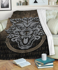 Viking Blanket Norse Pagan Viking Wolf Sherpa Fleece Blanket Gifts for Viking Lovers