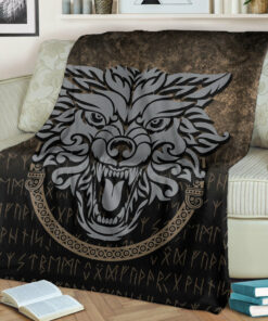 Viking Blanket Norse Pagan Viking Wolf Sherpa Fleece Blanket Gifts for Viking Lovers