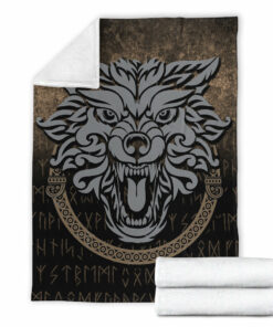 Viking Blanket Norse Pagan Viking Wolf Sherpa Fleece Blanket Gifts for Viking Lovers