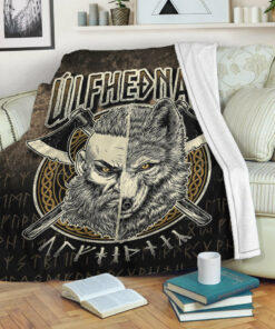 Viking Blanket Norse Viking Wolf Ulfhednar Pagan Warrior Ulfhedinn Sherpa Fleece Blanket Gifts for Viking Lovers