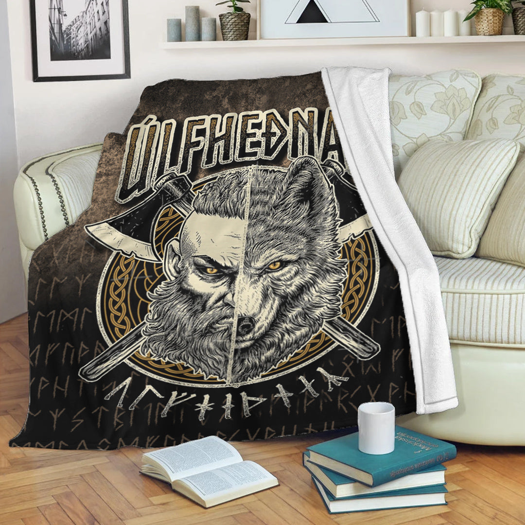 Viking Blanket Norse Viking Wolf Ulfhednar Pagan Warrior Ulfhedinn Sherpa Fleece Blanket Gifts for Viking Lovers