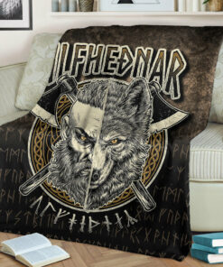 Viking Blanket Norse Viking Wolf Ulfhednar Pagan Warrior Ulfhedinn Sherpa Fleece Blanket Gifts for Viking Lovers