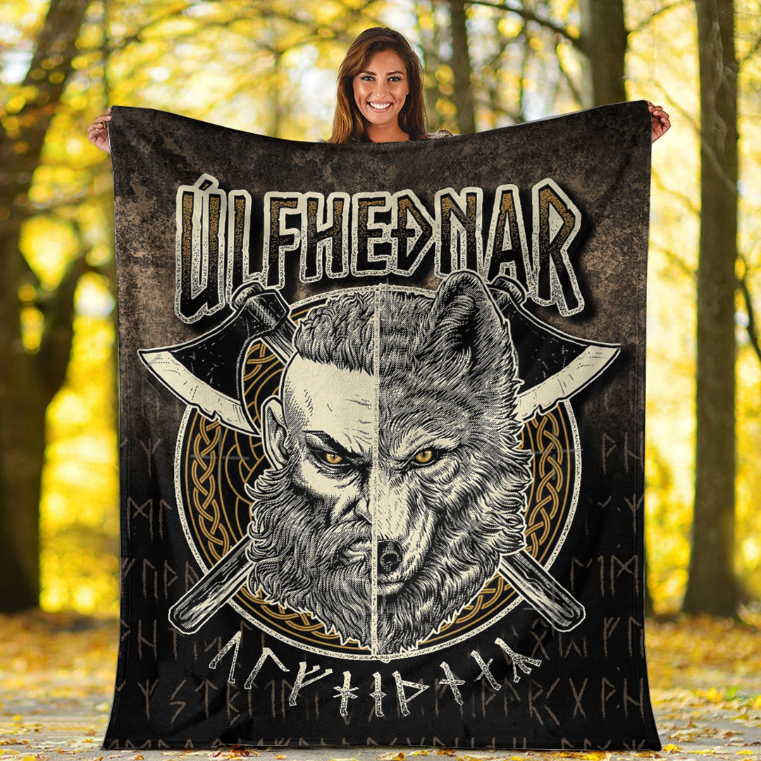 Viking Blanket Norse Viking Wolf Ulfhednar Pagan Warrior Ulfhedinn Sherpa Fleece Blanket Gifts for Viking Lovers