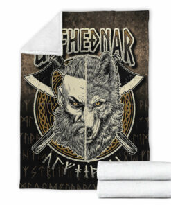 Viking Blanket Norse Viking Wolf Ulfhednar Pagan Warrior Ulfhedinn Sherpa Fleece Blanket Gifts for Viking Lovers