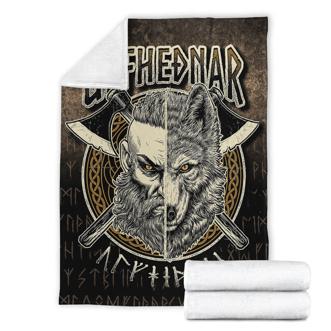 Viking Blanket Norse Viking Wolf Ulfhednar Pagan Warrior Ulfhedinn Sherpa Fleece Blanket Gifts for Viking Lovers