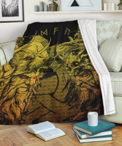 Viking Blanket Norse Warrior Berserker Gold Sherpa Fleece Blanket Gifts for Viking Lovers