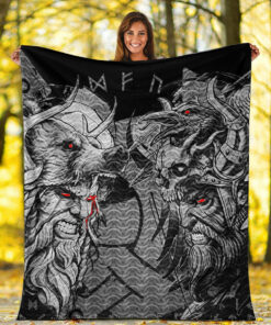 Viking Blanket Norse Warrior Berserker Sherpa Fleece Blanket Gifts for Viking Lovers