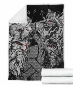 Viking Blanket Norse Warrior Berserker Sherpa Fleece Blanket Gifts for Viking Lovers