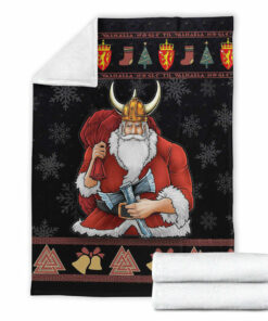 Viking Blanket Norway Santa Viking Sherpa Fleece Blanket Gifts for Viking Lovers