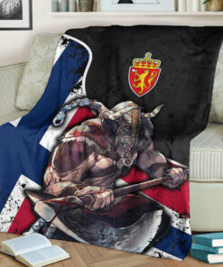 Viking Blanket Norway Warrior Brush Style Sherpa Fleece Blanket Gifts for Viking Lovers