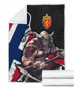 Viking Blanket Norway Warrior Brush Style Sherpa Fleece Blanket Gifts for Viking Lovers
