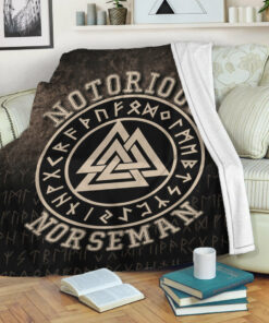 Viking Blanket Notorious Norseman Sherpa Fleece Blanket Gifts for Viking Lovers