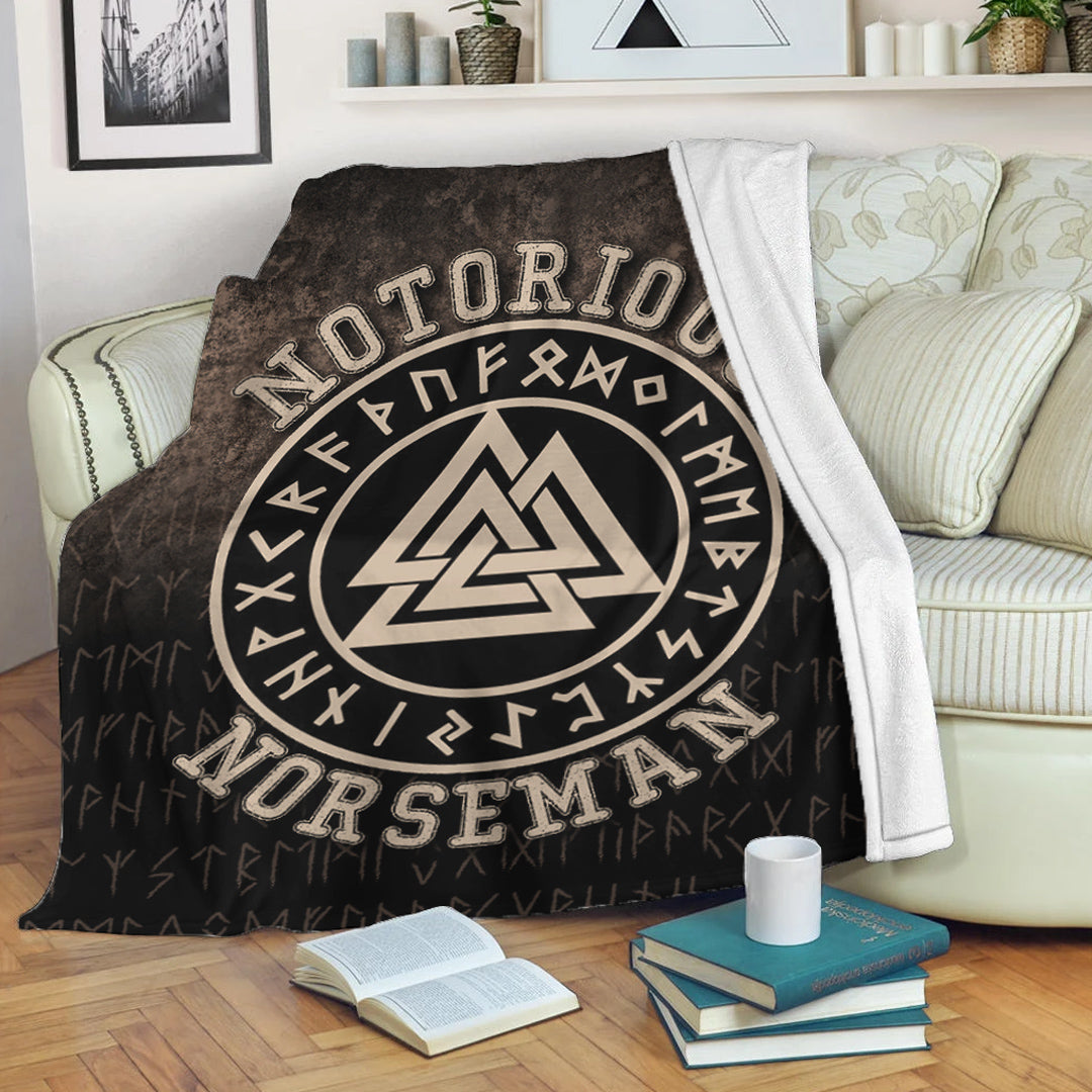 Viking Blanket Notorious Norseman Sherpa Fleece Blanket Gifts for Viking Lovers