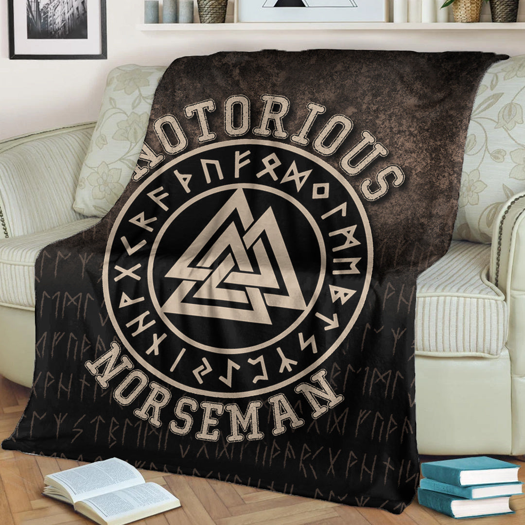 Viking Blanket Notorious Norseman Sherpa Fleece Blanket Gifts for Viking Lovers