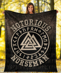 Viking Blanket Notorious Norseman Sherpa Fleece Blanket Gifts for Viking Lovers