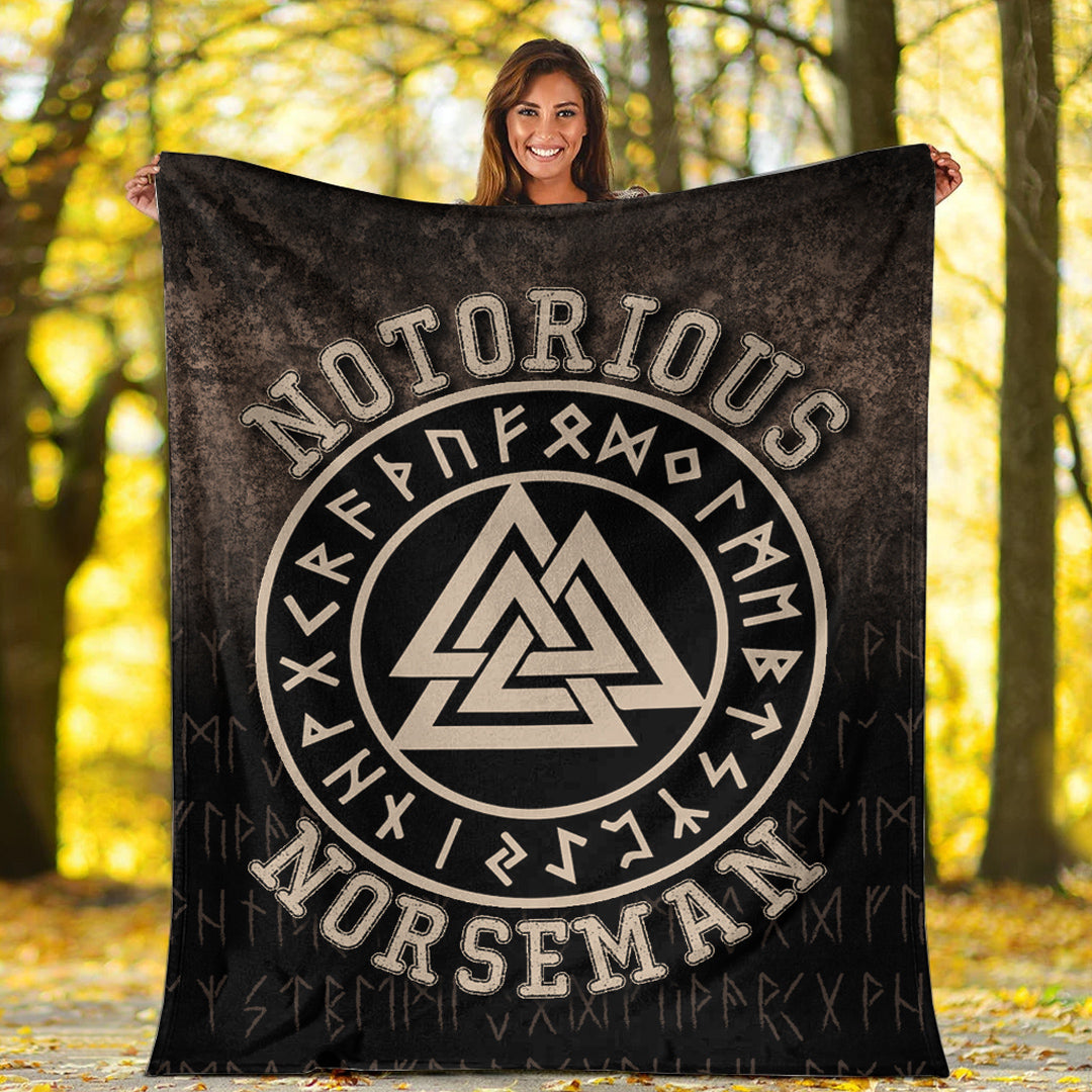 Viking Blanket Notorious Norseman Sherpa Fleece Blanket Gifts for Viking Lovers
