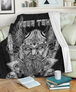 Viking Blanket Odin And Wolf Text Viking Homeset Sherpa Fleece Blanket Gifts for Viking Lovers