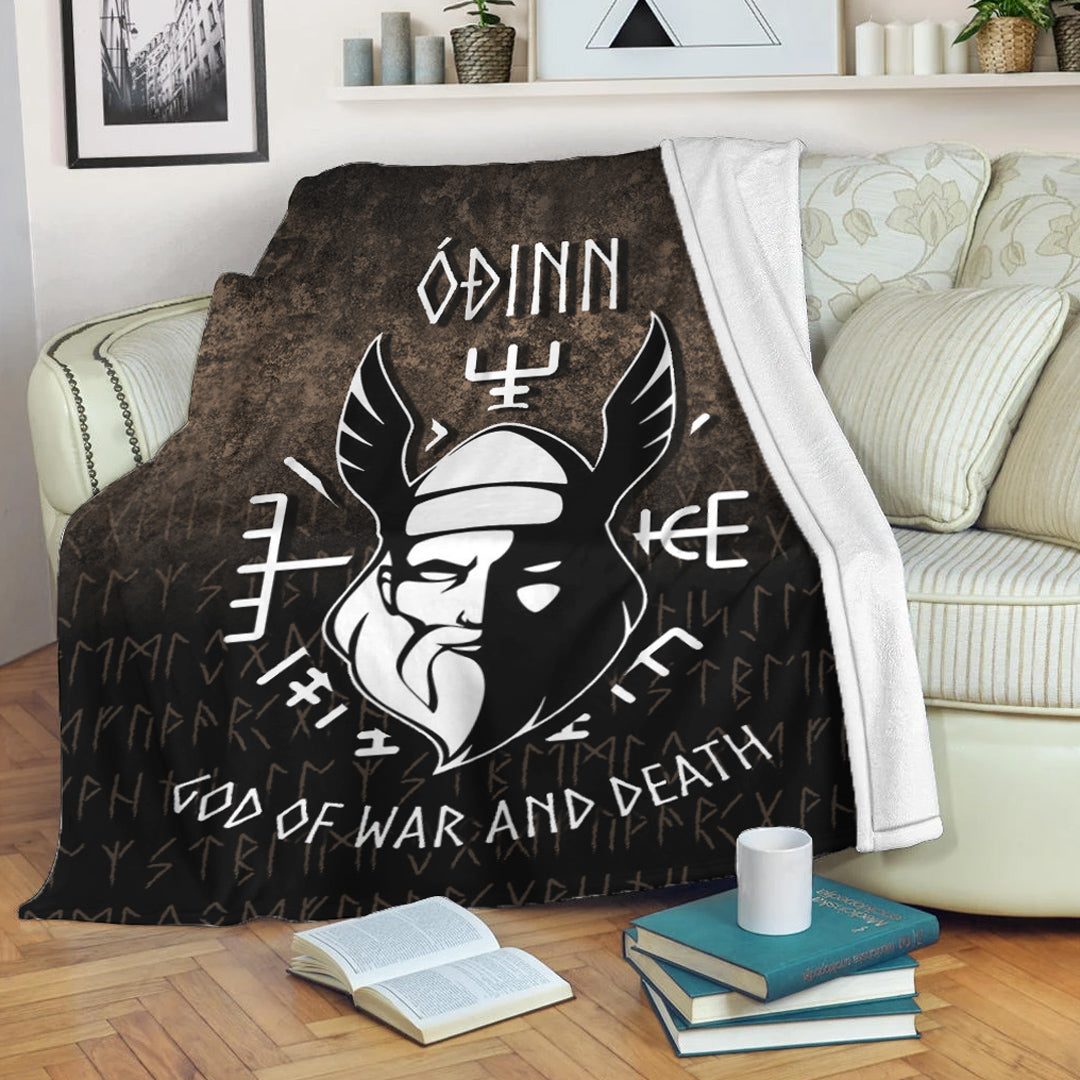 Viking Blanket Odin God Of War And Death Sherpa Fleece Blanket Gifts for Viking Lovers