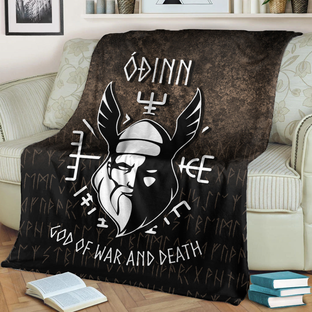 Viking Blanket Odin God Of War And Death Sherpa Fleece Blanket Gifts for Viking Lovers