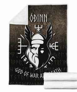 Viking Blanket Odin God Of War And Death Sherpa Fleece Blanket Gifts for Viking Lovers
