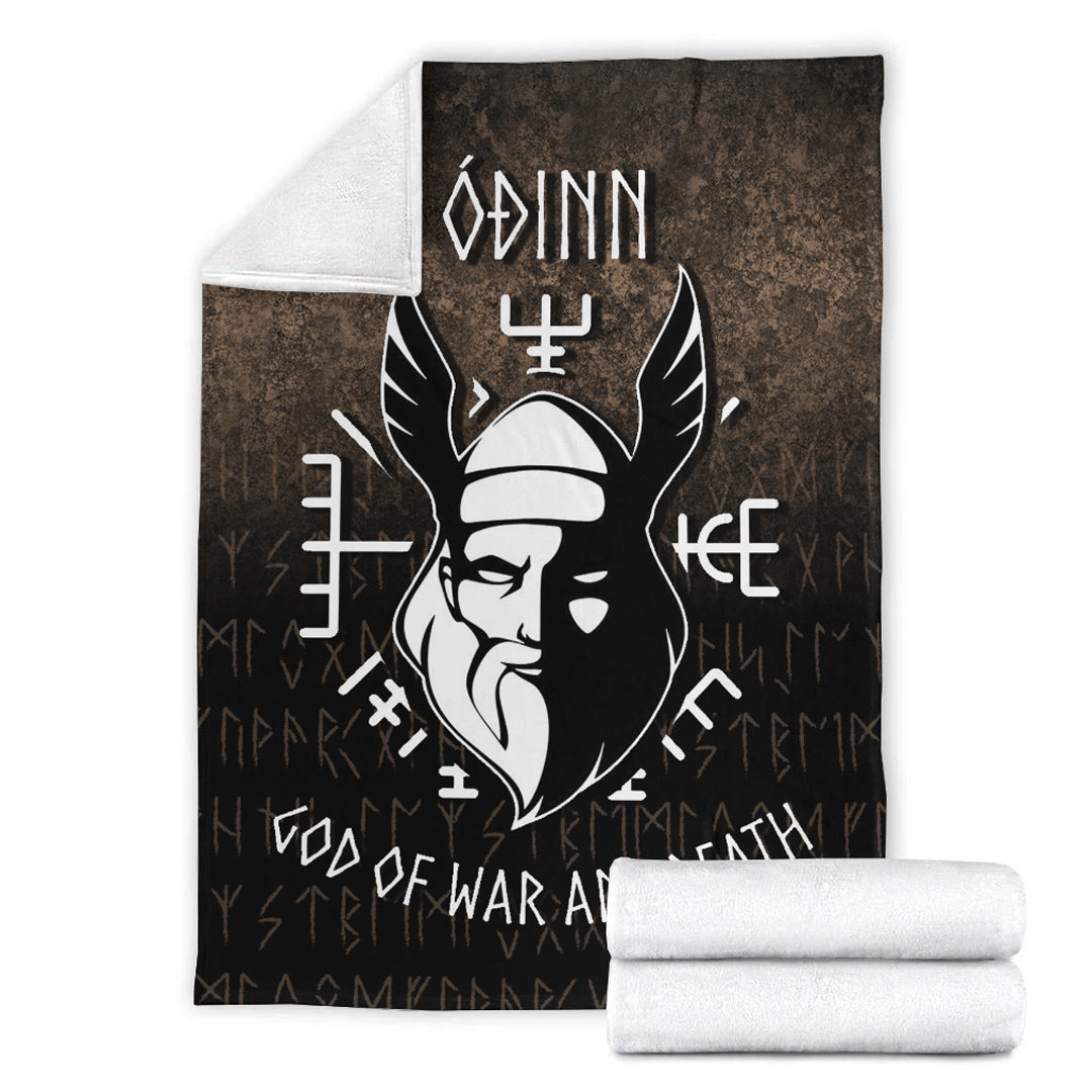 Viking Blanket Odin God Of War And Death Sherpa Fleece Blanket Gifts for Viking Lovers