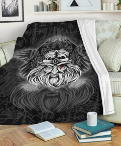 Viking Blanket Odin Sherpa Fleece Blanket Gifts for Viking Lovers