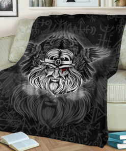 Viking Blanket Odin Sherpa Fleece Blanket Gifts for Viking Lovers