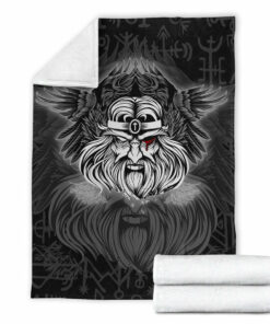 Viking Blanket Odin Sherpa Fleece Blanket Gifts for Viking Lovers