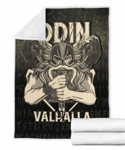 Viking Blanket Odin Valhalla Sherpa Fleece Blanket Gifts for Viking Lovers