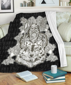 Viking Blanket Odin Wolf Viking Set Sherpa Fleece Blanket Gifts for Viking Lovers