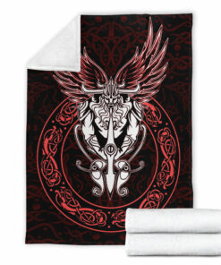Viking Blanket OdinWing Viking Red Sherpa Fleece Blanket Gifts for Viking Lovers