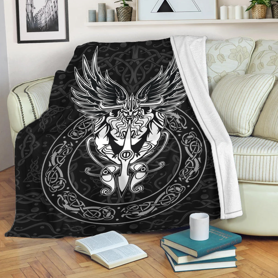 Viking Blanket OdinWing Viking Sherpa Fleece Blanket Gifts for Viking Lovers