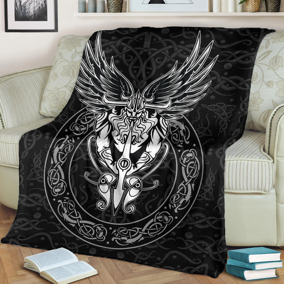 Viking Blanket OdinWing Viking Sherpa Fleece Blanket Gifts for Viking Lovers