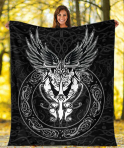 Viking Blanket OdinWing Viking Sherpa Fleece Blanket Gifts for Viking Lovers