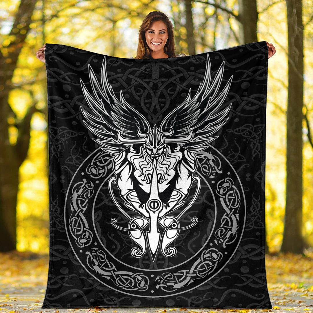Viking Blanket OdinWing Viking Sherpa Fleece Blanket Gifts for Viking Lovers