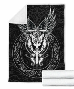 Viking Blanket OdinWing Viking Sherpa Fleece Blanket Gifts for Viking Lovers