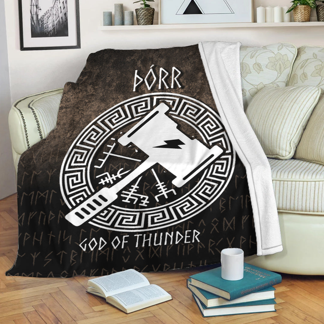 Viking Blanket Porr God Of Thunder Sherpa Fleece Blanket Gifts for Viking Lovers