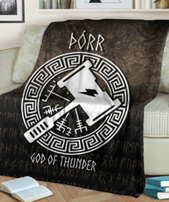 Viking Blanket Porr God Of Thunder Sherpa Fleece Blanket Gifts for Viking Lovers