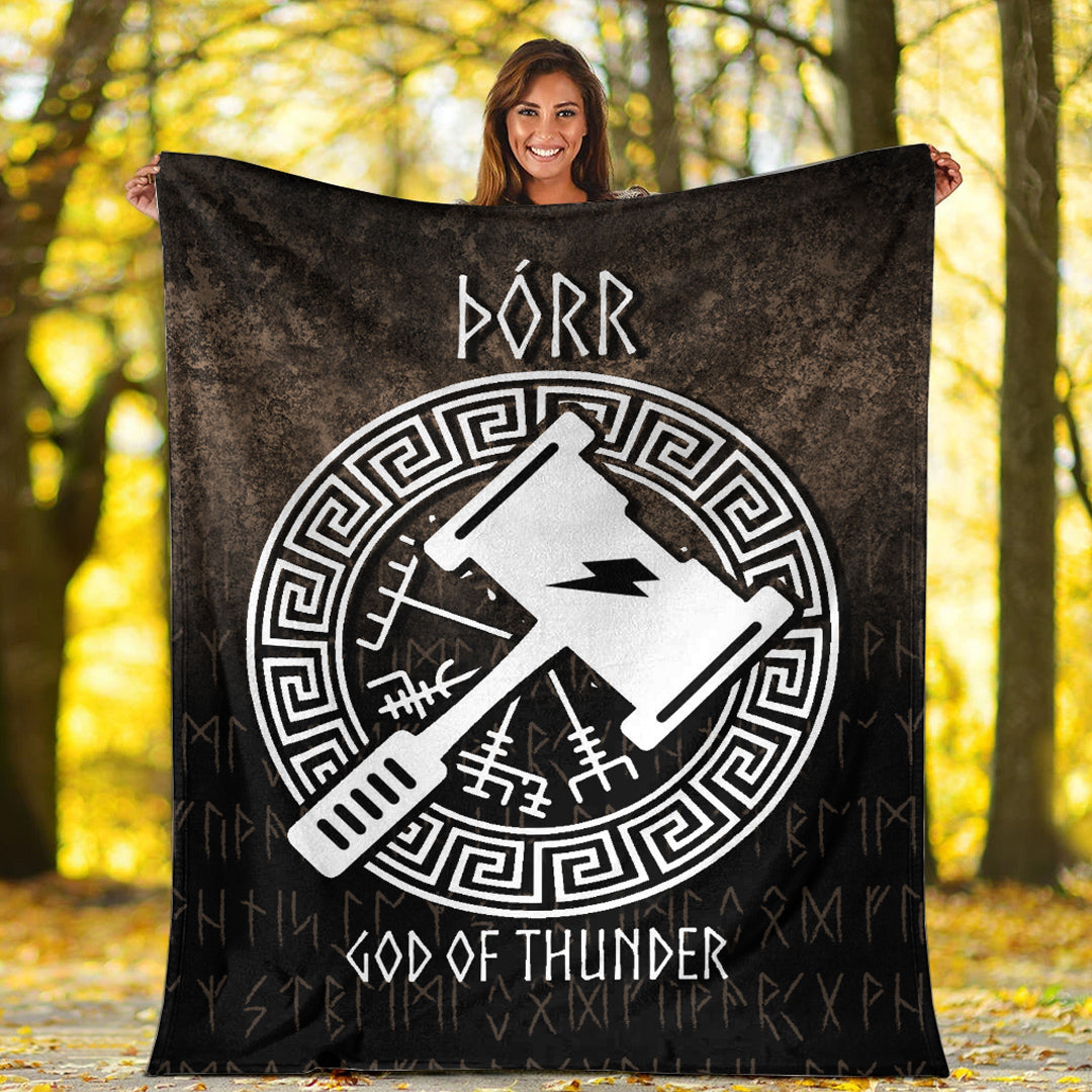 Viking Blanket Porr God Of Thunder Sherpa Fleece Blanket Gifts for Viking Lovers