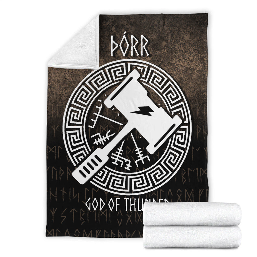 Viking Blanket Porr God Of Thunder Sherpa Fleece Blanket Gifts for Viking Lovers