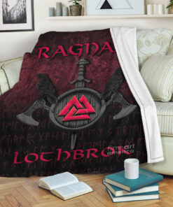 Viking Blanket Ragnar Lothbrok Ragnar Lodbrok Viking Warrior Red Version Sherpa Fleece Blanket Gifts for Viking Lovers