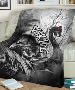 Viking Blanket Raven And Darkka Sherpa Fleece Blanket Gifts for Viking Lovers