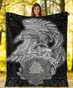 Viking Blanket Raven Celtic Viking Homeset Sherpa Fleece Blanket Gifts for Viking Lovers